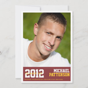 Sports Guy Photo Graduation Party Invitation Red