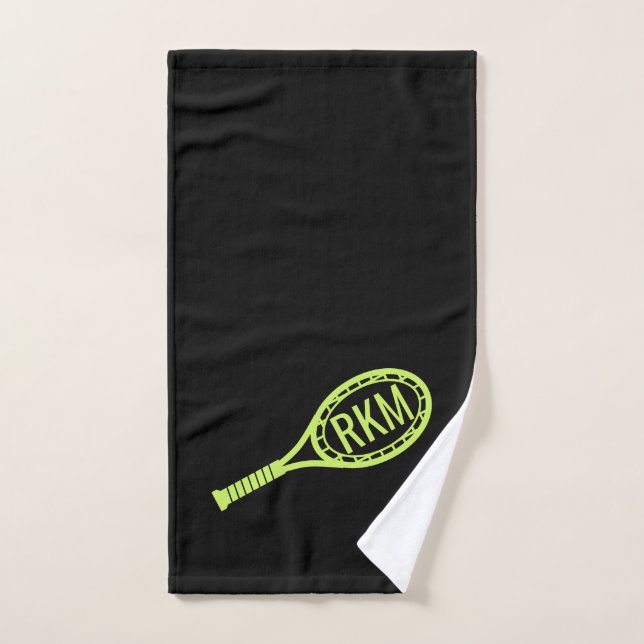 Sports Hand Towel for Tennis Monogram Simple Black (Hand Towel)