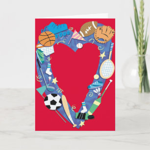 Sports heart Valentines day customisable card