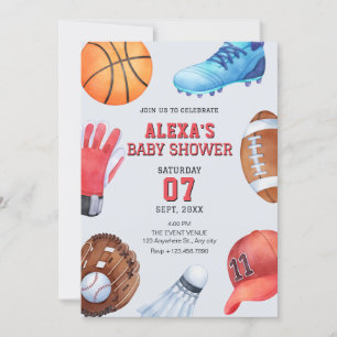 Sports icon baby shower invitation