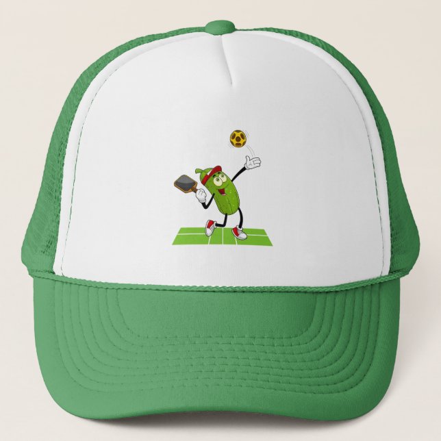 Sports Infusion "Pickleball Cartoon" Trucker Hat (Front)