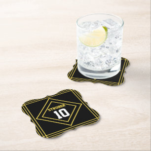 Sports Inspired Black & yellow paper coaster