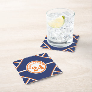Sports Inspired Blue & orange paper coaster
