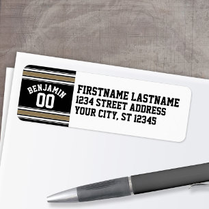 Sports Jersey Black and Gold Stripes Name Number