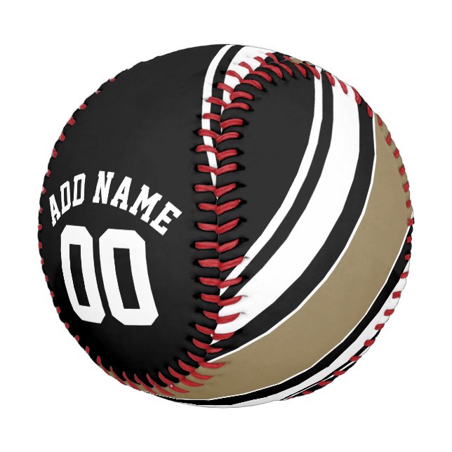 Sports Jersey Black and Gold Stripes Name Number Baseball (Angled)