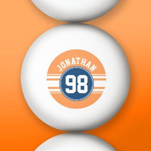 Sports Jersey Blue and Orange Stripes Name Number Ping Pong Ball
