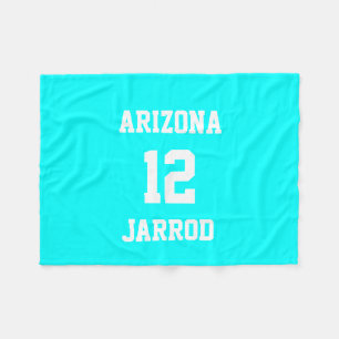 Sports Jersey Customised Electric Cyan Fleece Blanket