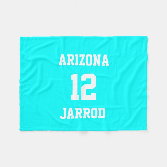 Sports Jersey Customised Electric Cyan Fleece Blanket (Front (Horizontal))