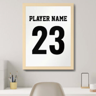 Sports Jersey Name Number Monogram White Poster