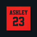 Sports Jersey Number and Name Red Personalised Canvas Print<br><div class="desc">A jersey number and name in black on a red background. Both name and number can be personalised in the text box. Colour of text can be changed in the edit menu prior to checkout.</div>