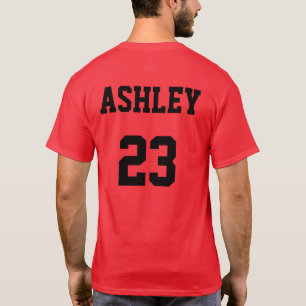 Sports Jersey Number and Name Red Personalised T-Shirt