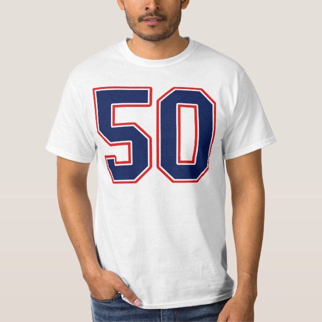 Sports Jersey Number Fifty 50 T-Shirt (Front)