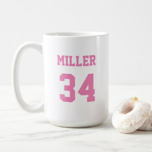 Sports Jersey Pink Custom Name and Number Coffee Mug