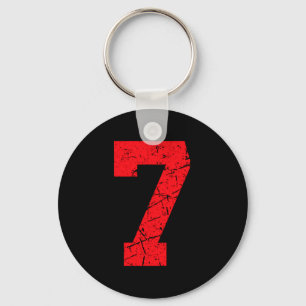 Sports Jersey Vintage Red Lucky Number 7 T Shirt_1 Key Ring