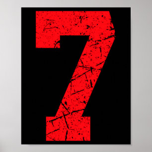Sports Jersey Vintage Red Lucky Number 7 T Shirt_1 Poster