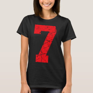 Sports Jersey Vintage Red Lucky Number 7 T Shirt_1 T-Shirt