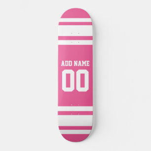 Sports Jersey with Name and Number - Pink White Skateboard