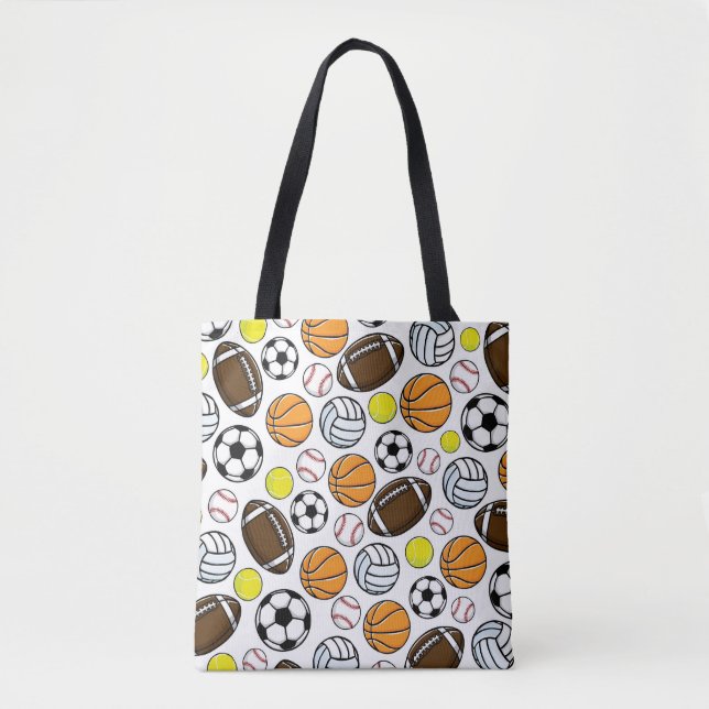 Sports Kids Baseball Basketball Soccer Football Tote Bag (Front)
