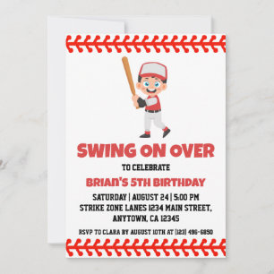 Sports kids baseball birthday invitations