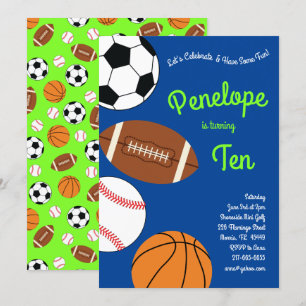 Sports Kids Birthday Party Invitation