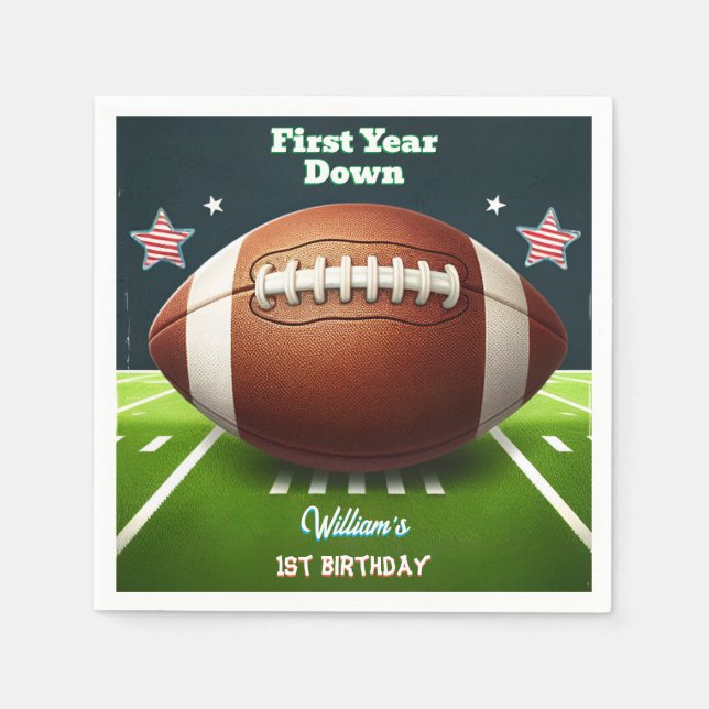 Sports kids boys ticket Football 1st Birthday Napkin (Front)