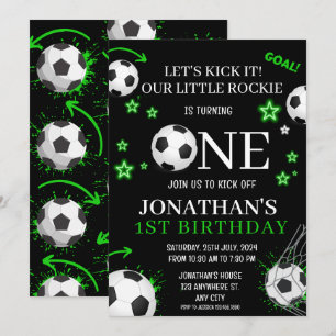 Sports Kids Soccer 1st Birthday Party Invitation