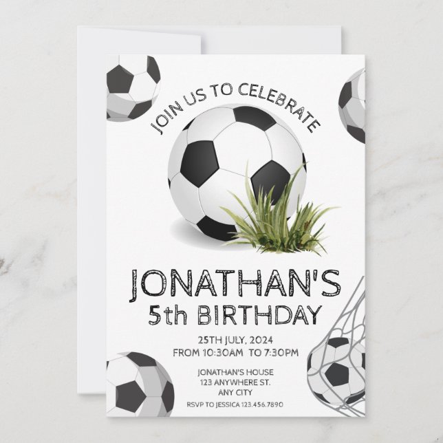 Sports Kids Soccer Birthday Party Invitation (Front)
