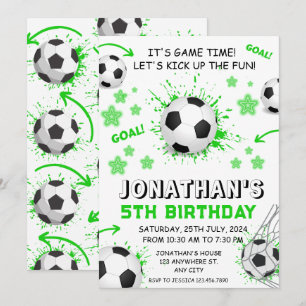 Sports Kids Soccer Birthday Party Invitation