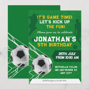 Sports Kids Soccer Birthday Party Invitation