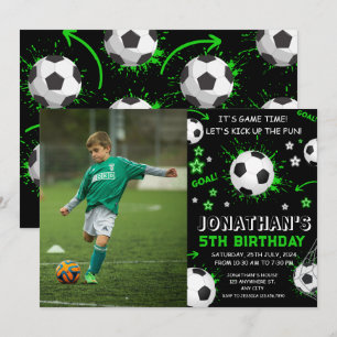 Sports Kids Soccer Birthday Party Invitation
