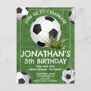 Sports Kids Soccer Birthday Party Invitation Postcard