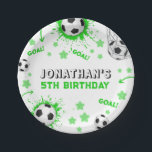 Sports Kids Soccer Birthday Party Paper Plate<br><div class="desc">Ready for a All-star Soccer ball birthday party? This design features hand-painted watercolor items such as a soccer ball & green grass. The design is suitable for boys and girls and is fully customisable for 1st birthday,  2nd birthday,  and older kids. Find matching items in my shop.</div>