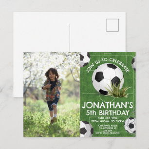 Sports Kids Soccer Birthday Party photo Postcard