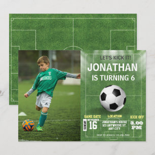 Sports Kids Soccer Football Photo Birthday  Invitation