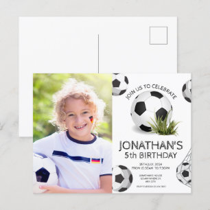 Sports Kids Soccer Photo Birthday Party Postcard