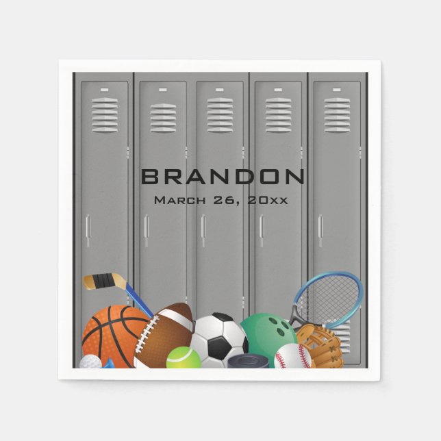 Sports Locker Room Design Paper Napkins (Front)