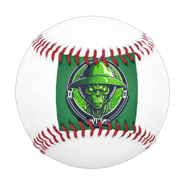 Sports logo with a green alien baseball (Back)