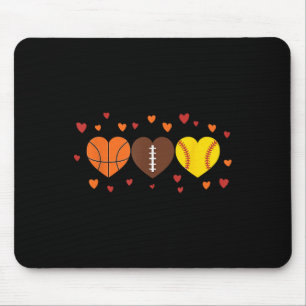 Sports Love Football Basketball Valentine’s Day Mouse Mat