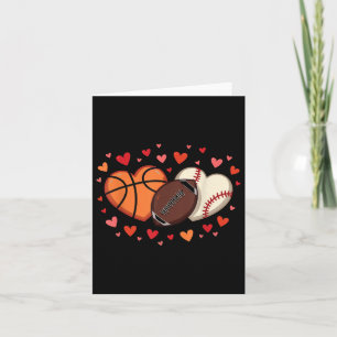 Sports Love Heart Football Basketball Valentine’s  Card