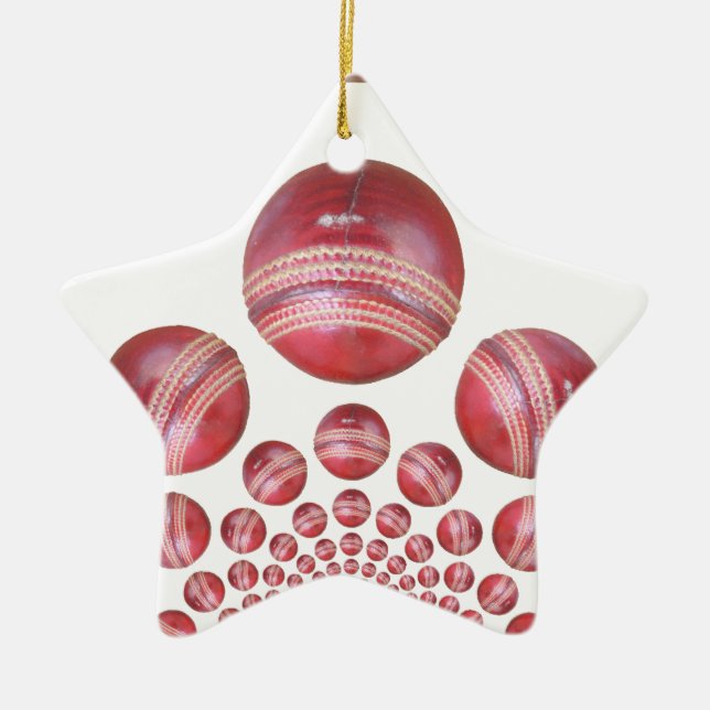Sports Lover’s Cricket Ball Print Ceramic Tree Decoration (Front)