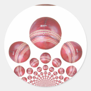 Sports Lover’s Cricket Ball Print Classic Round Sticker