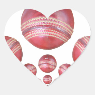 Sports Lover’s Cricket Ball Print Heart Sticker