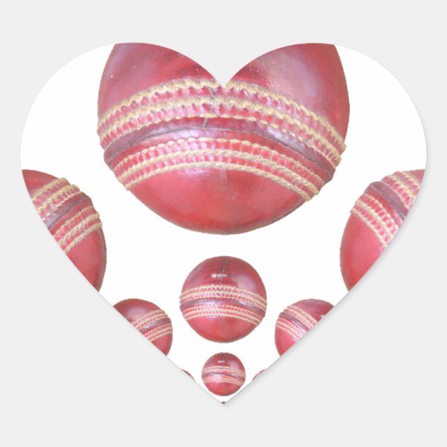 Sports Lover’s Cricket Ball Print Heart Sticker (Front)