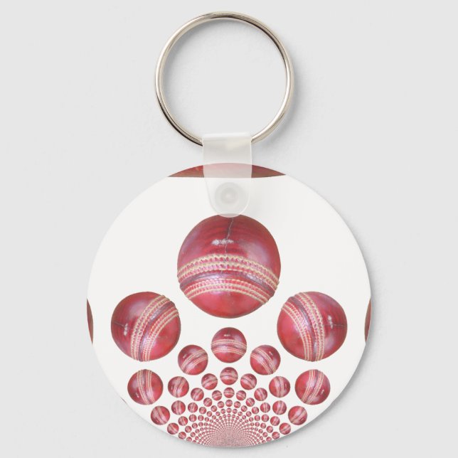 Sports Lover’s Cricket Ball Print Key Ring (Front)