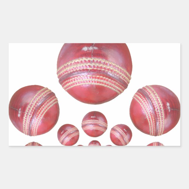 Sports Lover’s Cricket Ball Print Rectangular Sticker (Front)