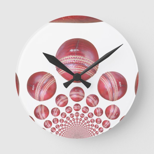 Sports Lover’s Cricket Ball Print Round Clock (Front)