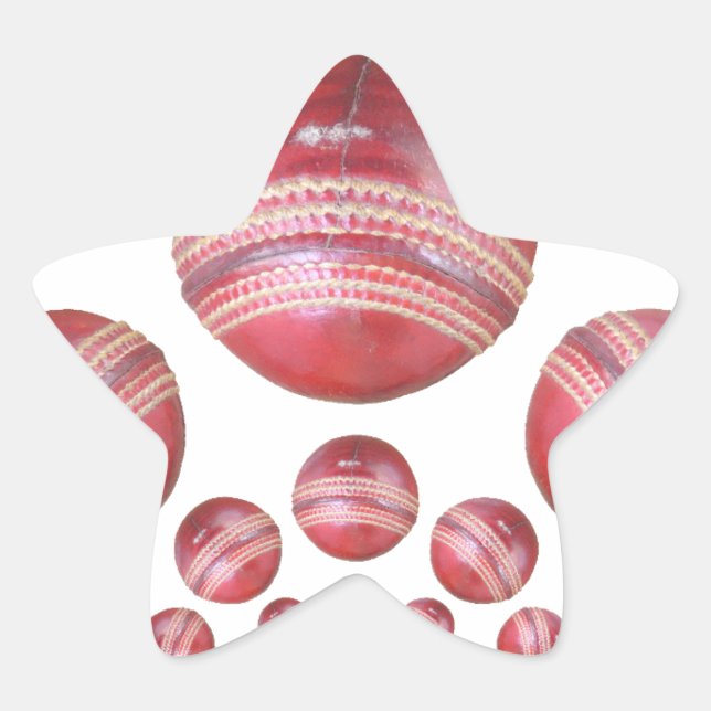 Sports Lover’s Cricket Ball Print Star Sticker (Front)