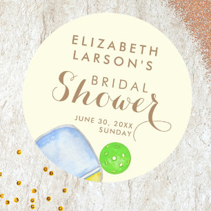 Sports Lover Watercolor  Pickleball Themed Bridal Classic Round Sticker