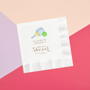 Sports Lover Watercolor  Pickleball Themed Bridal Napkin