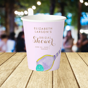 Sports Lover Watercolor  Pickleball Themed Bridal Paper Cups